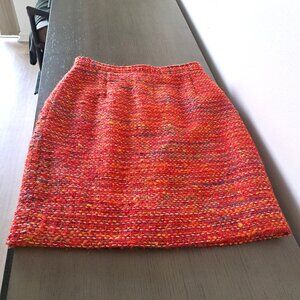 VALENTINO Italy Red Pencil Skirt Mohair Wool Blend Boucle Knit VTG Size US 8